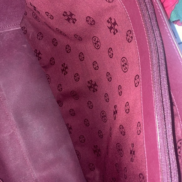 Ladies TORY BURCH LEATHER TOTE BAG Burgundy - Picture 6 of 15